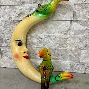 Colorful Moon and Parrot Wall Decor